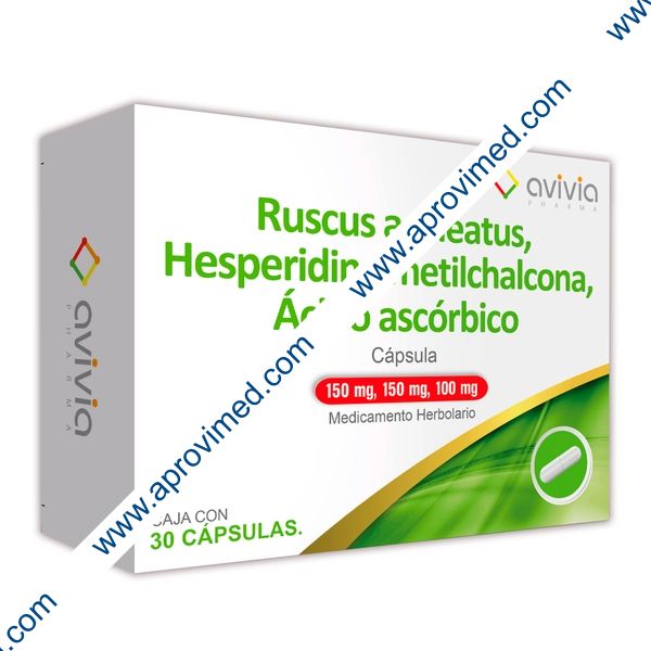 RUSCUS/HESPERIDINA/ÁCIDO ASCÓRBICO (Avivia) c/30 CAPS. 150/150/100 MG.