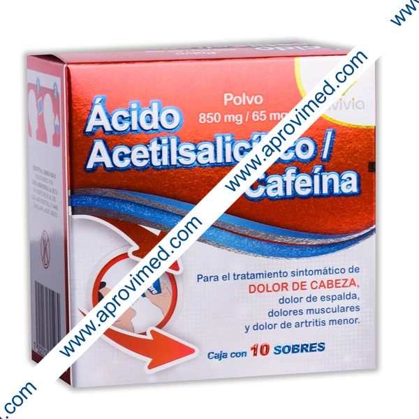ÁCIDO ACETILSALICÍLICO/CAFEÍNA (Avivia) c/10 SOBS. POLVO 850/65 MG.