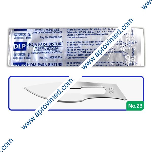 HOJA PARA BISTURÍ Acero Inoxidable (DLP) No. 23 c/1 Pza.