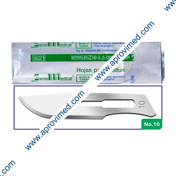 HOJA PARA BISTURÍ Acero al Carbón (SensiMedical) No. 10 c/1 Pza.