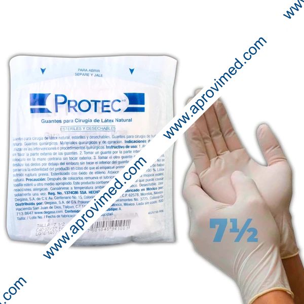 GUANTES LÁTEX CIRUGÍA Estéril (Protec) Talla 7-1/2 c/1 PAR.