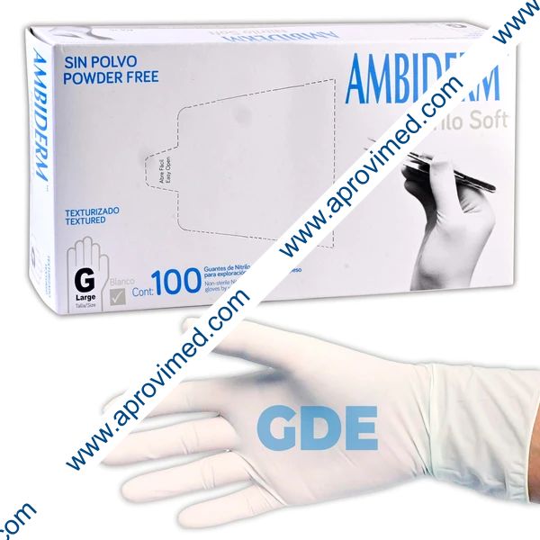 AMBIDERM NITRILO SOFT GUANTE EXPLN. BLANCO No Estéril "GDE" c/100 Pzs.