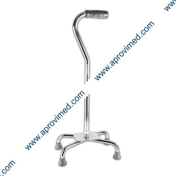 BASTÓN 4 APOYOS Puño Cuello de Ganso (Mobicare) Col. Plata.