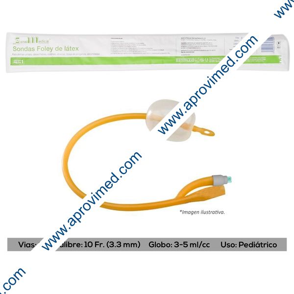 SONDA FOLEY de LATEX (SensiMedical) 2V/GLB 3-5/Cal. 10 Fr. c/1 Pza.