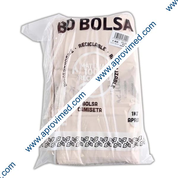 BOLSA CAMISETA BIODEGRADABLE GRANDE Paq. c/ 50 Pzs.