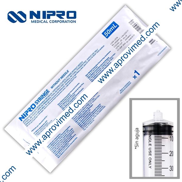 JERINGA 50 mL. (Nipro) Pivote Luer Lock s/AGUJA c/1 Pza.