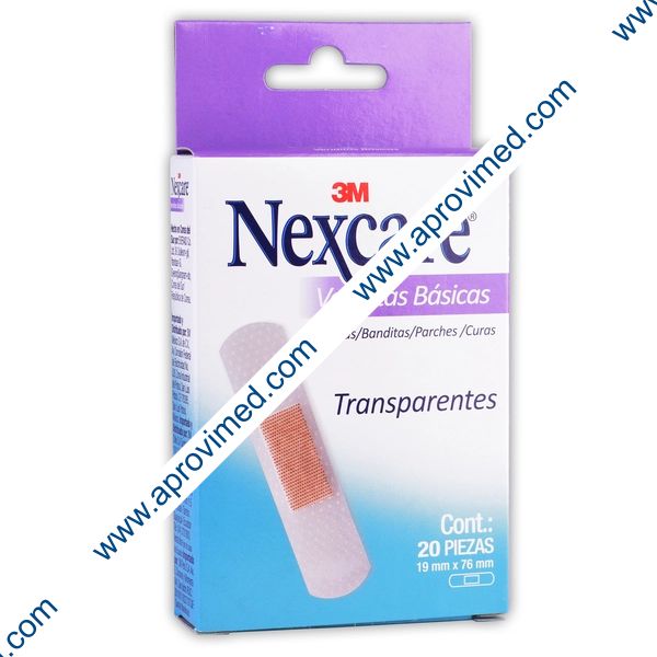 NEXCARE VENDITAS BÁSICAS Col. Transparente 19x76mm. Cja. c/20 Pzs.