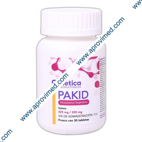 PAKID Fco. c/30 TABS. 325/200 MG.