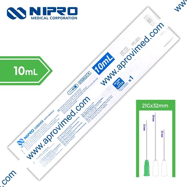 JERINGA 10 mL. (Nipro) c/AGUJA 21Gx32mm. c/1 Pza.