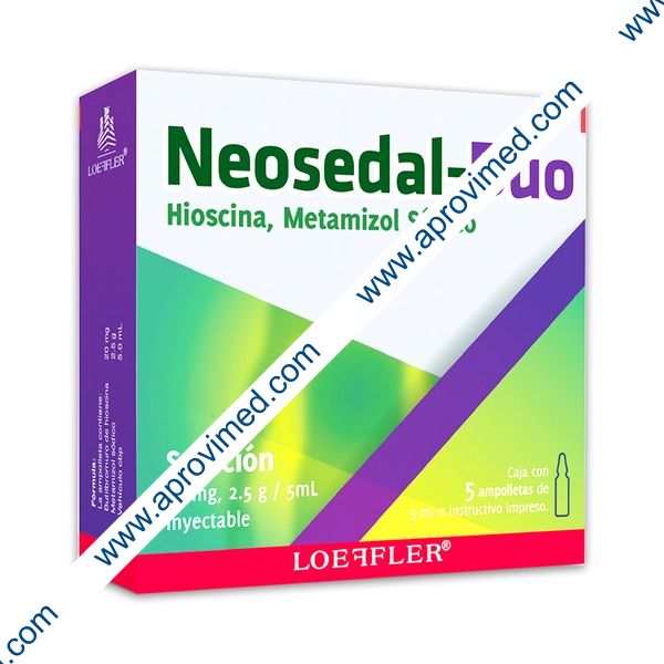 NEOSEDAL-DUO Sol. Iny. c/5 AMPTAS. 20 MG-2.5 G/5 ML.