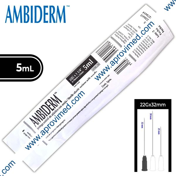 JERINGA  5 mL. (Ambiderm) c/AGUJA 22Gx32mm. c/1 Pza.