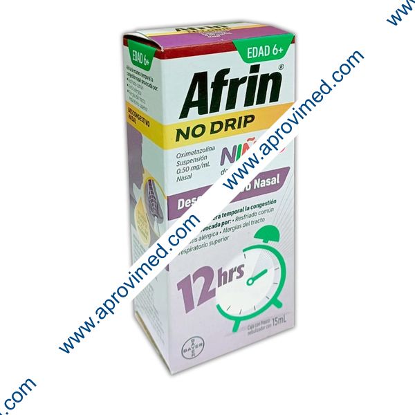 AFRIN NO DRIP NIÑOS 12H SUSP. Nasal Fco. Atomizador 15 ML. 0.50 MG/1 ML.