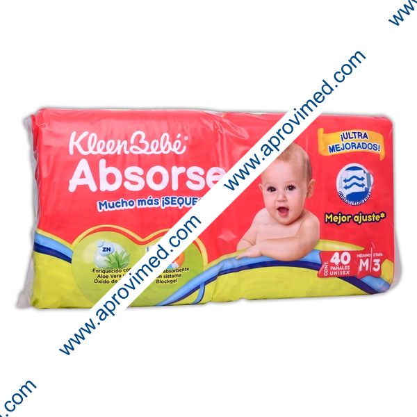 KLEENBEBÉ ABSORSEC MEDIANO (Etapa 3 / 7-10 Kg.) UNISEX c/40 Pzs.