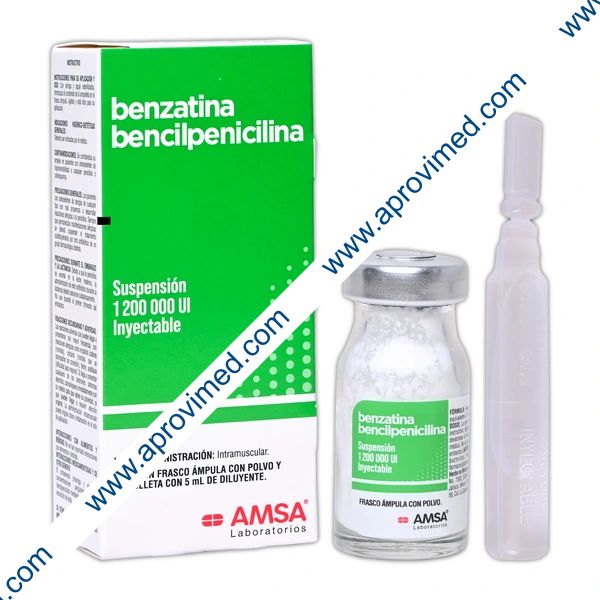 BENZATINA BENCILPENICILINA (Amsa) Susp. Iny. c/1 FCO. AMP. 1´200,000 UI/5 ML.