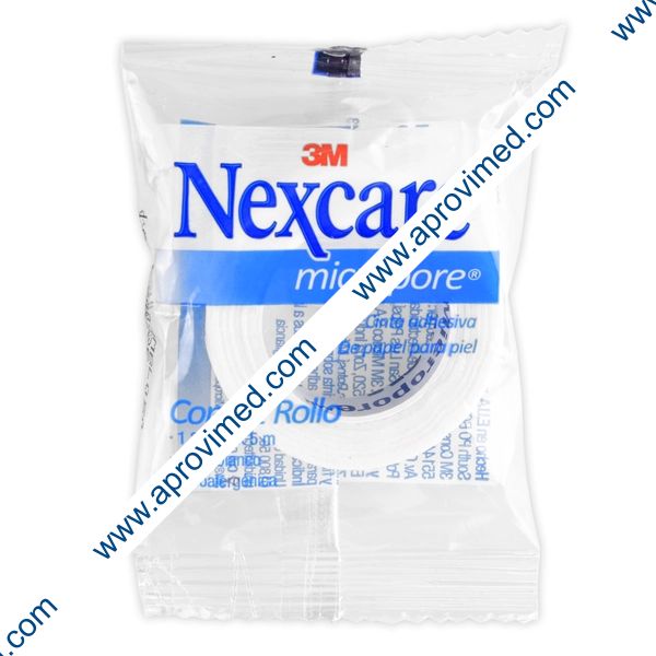 NEXCARE MICROPORE Rollo Col. Blanco A: 1.25cm. (1/2"); L: 5m. Bolsa c/1 Pza.