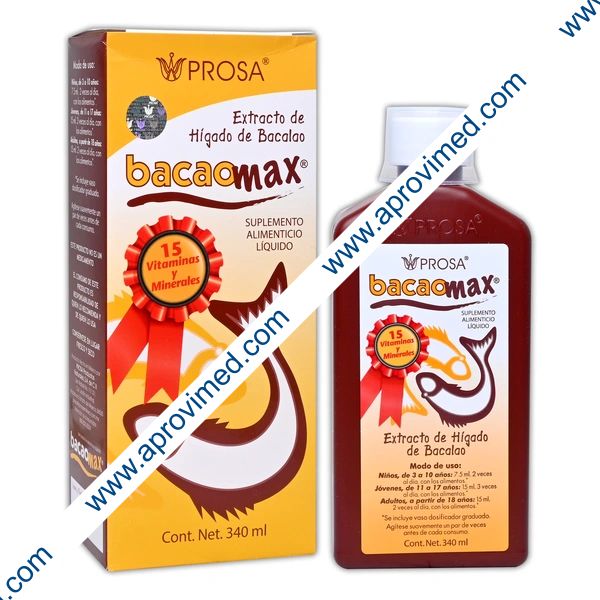 BACAOMAX Extracto de Hígado de Bacalao LIQUIDO Fco. 340 ML.
