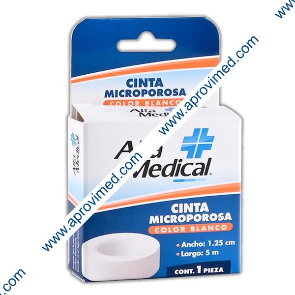 CINTA MICROPOROSA (Alfa Medic) Rollo Col. Blanco A: 1.25cm; L: 5m. Cja. c/1 Pza.