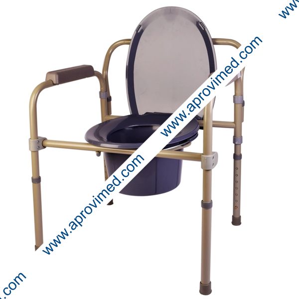 SILLA CÓMODO DE ACERO PLEGABLE c/DESCANSABRAZO.