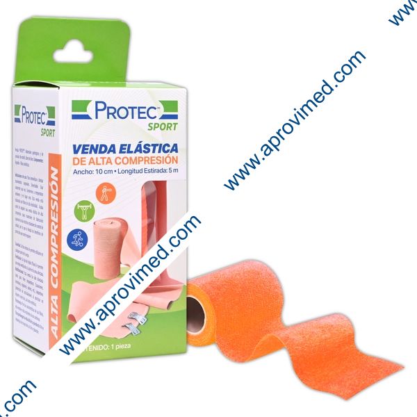 PROTEC SPORT VENDA ELÁSTICA A.C. A: 10cm. L: 5mt. c/1 Pza. (Col. Naranja).