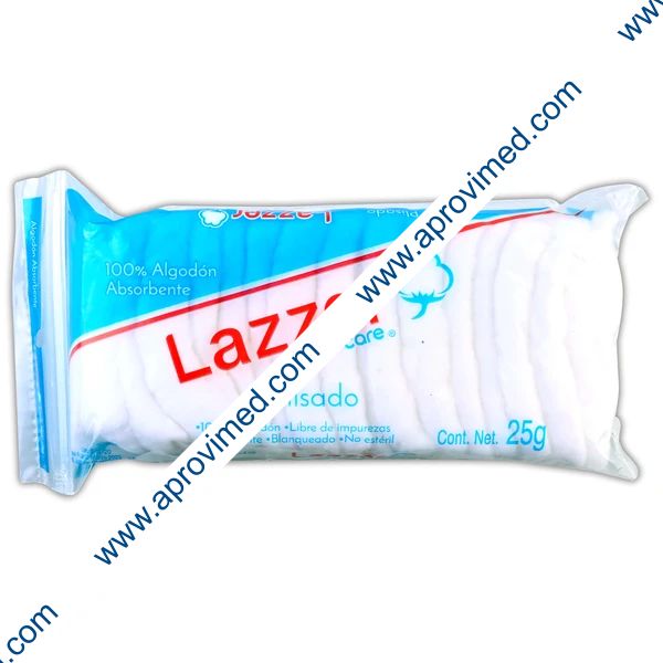 ALGODÓN ABSORBENTE PLISADO (Lazzer Care) Bolsa c/ 25 G.