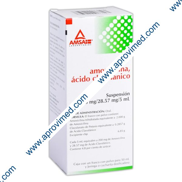 AMOXI./AC.CLAVCO. (Amsa) SUSP. Fco. 50 ML. 200-28.57 MG/5 ML.