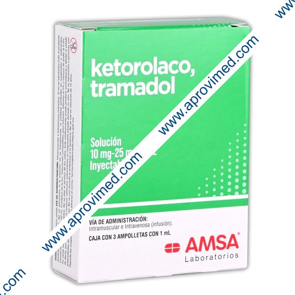 KETOROLACO/TRAMADOL (Amsa) Sol. Iny. c/3 AMPTAS. 10-25 MG/1 ML.