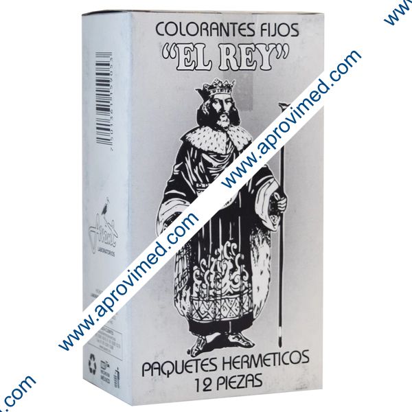 COLORANTES FIJOS "EL REY" Color NEGRO Cja. c/12 SOBS. 25 G.