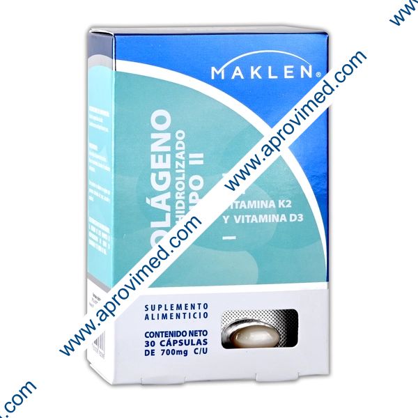 COLÁGENO NO HIDROLIZADO c/VIT. K2 y VIT. D3 (Maklen) c/30 CAPS. 700 MG.