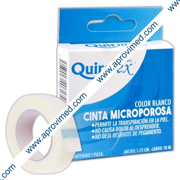 CINTA MICROPOROSA (Quirmex) Rollo Col. Blanco A: 1.25cm; L: 10m. Caja c/1 Pza.