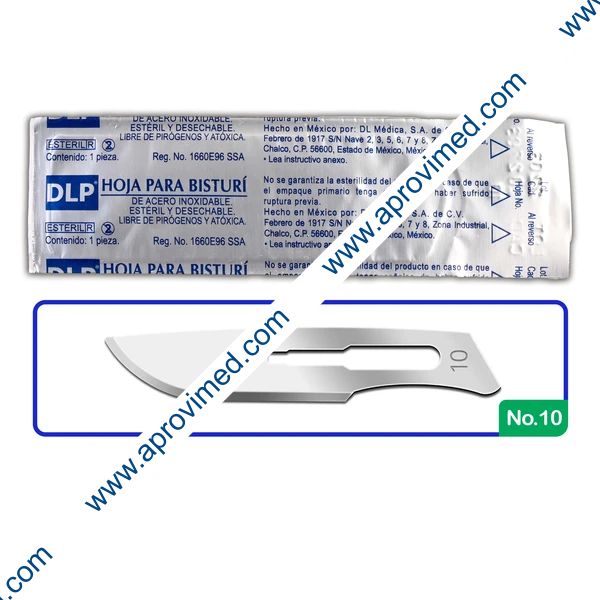 HOJA PARA BISTURÍ Acero Inoxidable (DLP) No. 10 c/1 Pza.