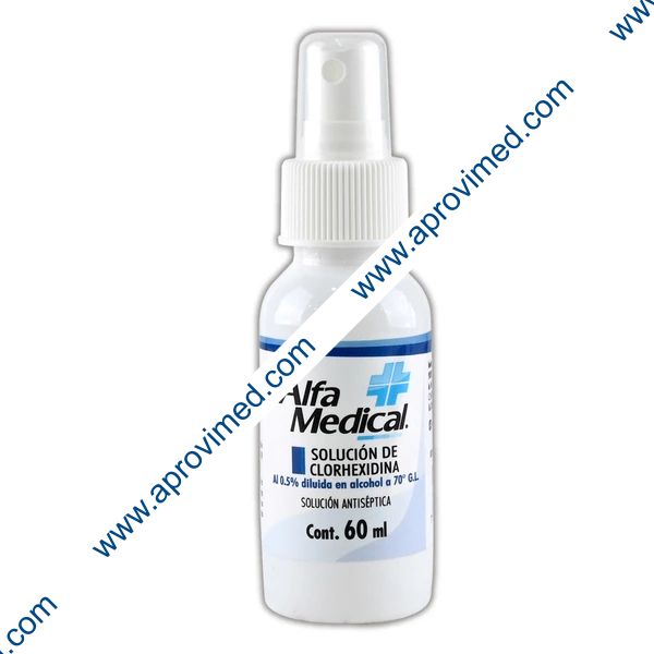 SOLUCIÓN DE CLORHEXIDINA (Alfa Medical) 0.5/70%  Fco. 60 ML.