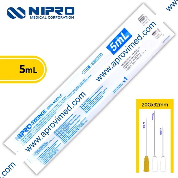 JERINGA  5 mL. (Nipro) c/AGUJA 20Gx32mm. c/1 Pza.