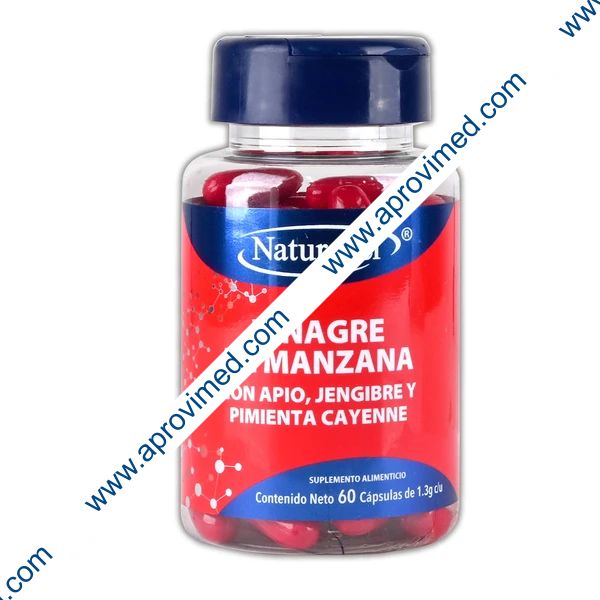VINAGRE DE MANZANA CON APIO, JENGIBRE Y PIMIENTA CAYENNE c/60 CAPS. 1.3 G.