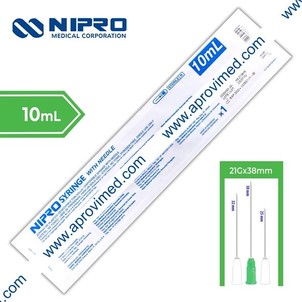 JERINGA 10 mL. (Nipro) c/AGUJA 21Gx38mm. c/1 Pza.