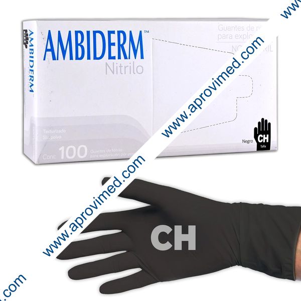 AMBIDERM NITRILO GUANTE EXPLN. NEGRO No Estéril "CH" c/100 Pzs.