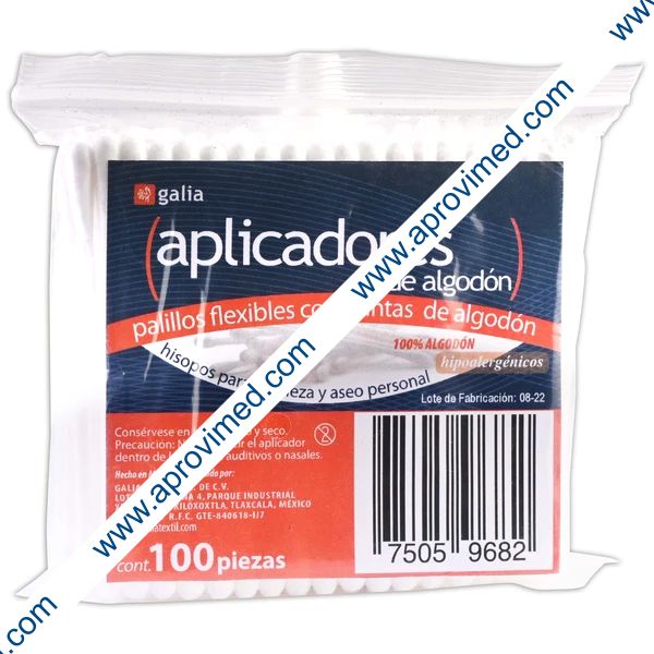 APLICADORES DE ALGODÓN (Galia) Bolsa c/100 Pzs.