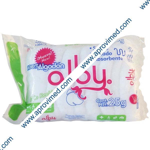ALGODÓN ABSORBENTE PLISADO (Alby) Bolsa c/ 25 G.