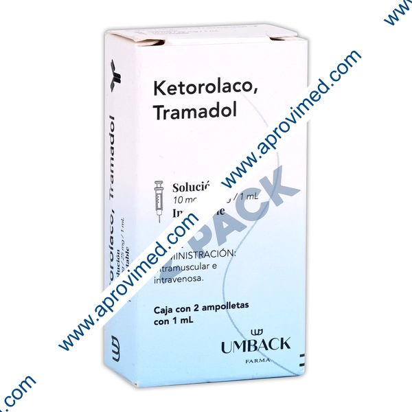 KETOROLACO/TRAMADOL (Umback) Sol. Iny. c/2 AMPTAS. 10-25 MG/1 ML. (Duo Pack)