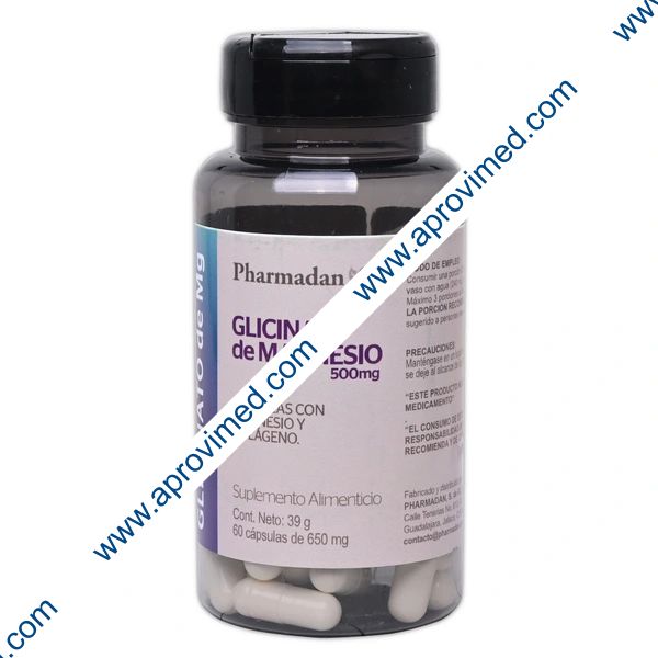 GLICINATO DE MAGNESIO (Pharmadan) Fco. c/60 CAPS. 650 MG.