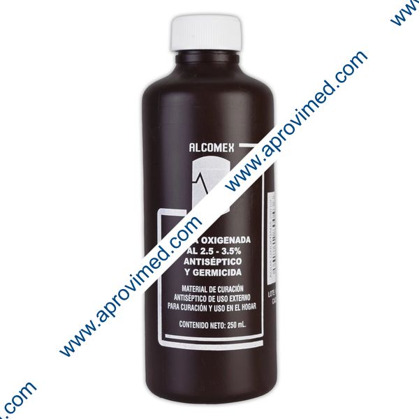 AGUA OXIGENADA (Alcomex) SOLUCIÓN al 2.5-3.5%  Fco. 250 ML.