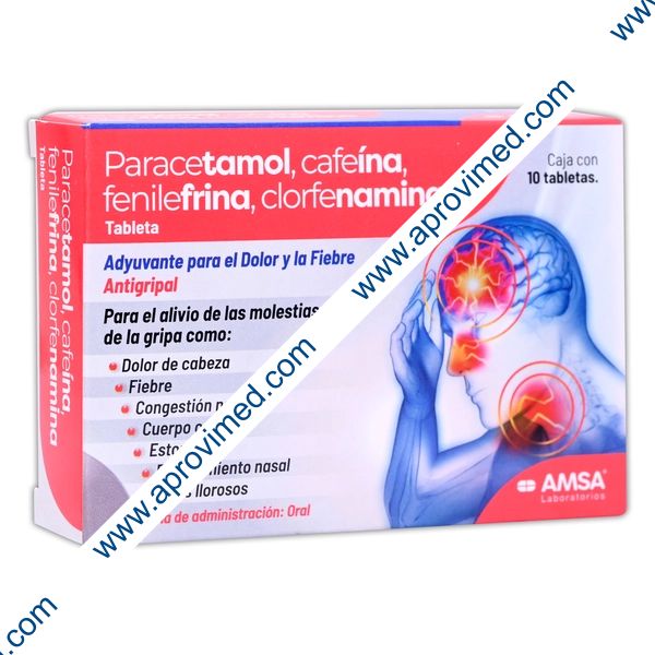 PARACETAMOL/CAFEÍNA/FENLNA./CLRFNA. (Amsa) c/10 TABS. 500/25/5/4 MG.