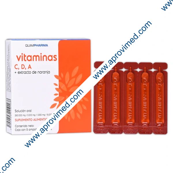 VITAMINAS C,D,A (Quimpharma) Sol. Oral c/5 AMPTAS. 250-0.010-1-15 MG/3 ML.