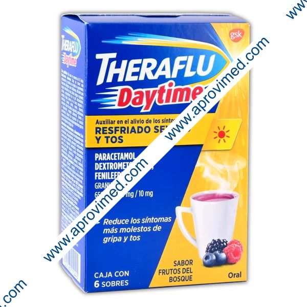 THERAFLU DAYTIME c/ 6 SOBS. GRANULADO Sab. Frutos del bosque  650/20/10 MG.