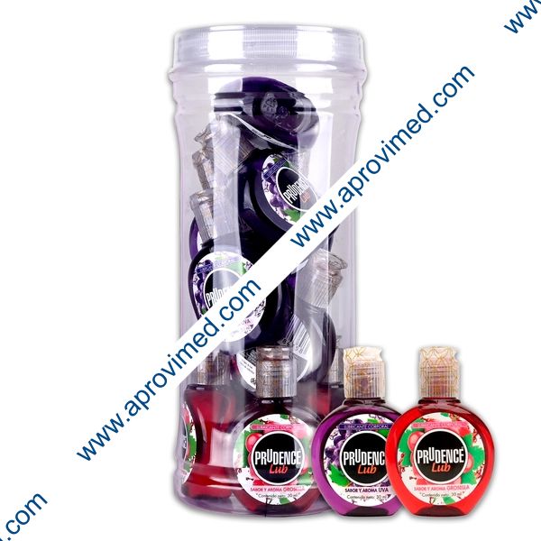 PRUDENCE LUB Lubricante Corporal GROSELLA y UVA. Vitrolero c/10 Fcos. 30 ML.
