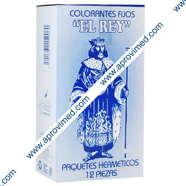 COLORANTES FIJOS "EL REY" Color AZUL MARINO Cja. c/12 SOBS. 24 G.
