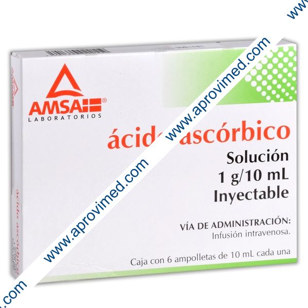 ÁCIDO ASCÓRBICO (Amsa) Sol. Iny. c/6 AMPTAS. 1 G/10 ML.