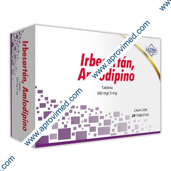 IRBESARTÁN/AMLODIPINO (Ultra) c/28 TABS. 300/ 5 MG.