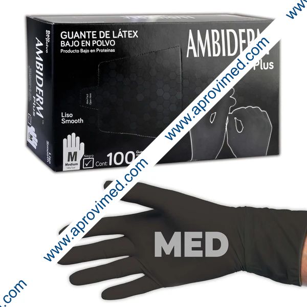 AMBIDERM Plus GUANTE LTX EXPLORACIÓN NEGRO No Estéril MED. c/100 Pzs.