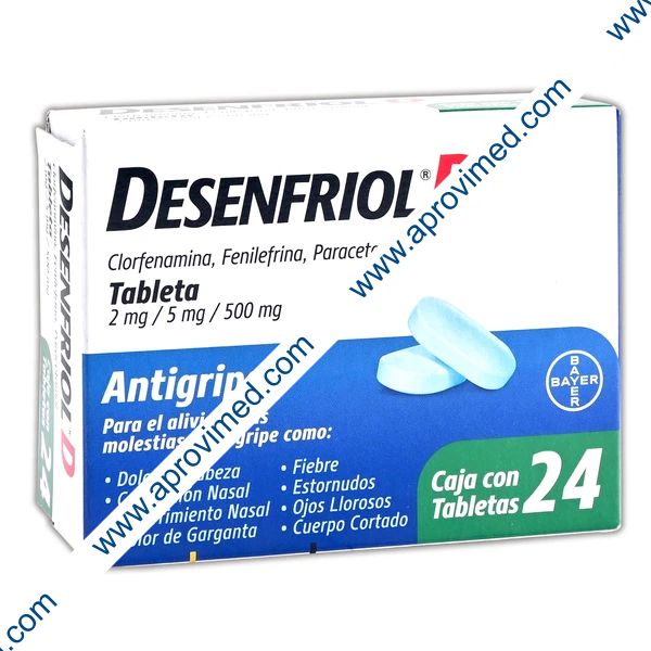 DESENFRIOL-D c/24 TABS. 2/5/500 MG.