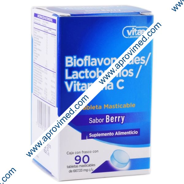 BIOFLAVONOIDES/LACTOBACILOS/VITAMINA C (Vitae) c/90 TABS. Masticables 667.33 MG.